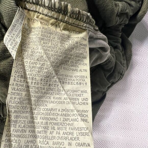 Zara Army Green (Dark Khaki) High Waisted Baggy Paperbag Jeans Women Size 4 - Picture 9 of 10